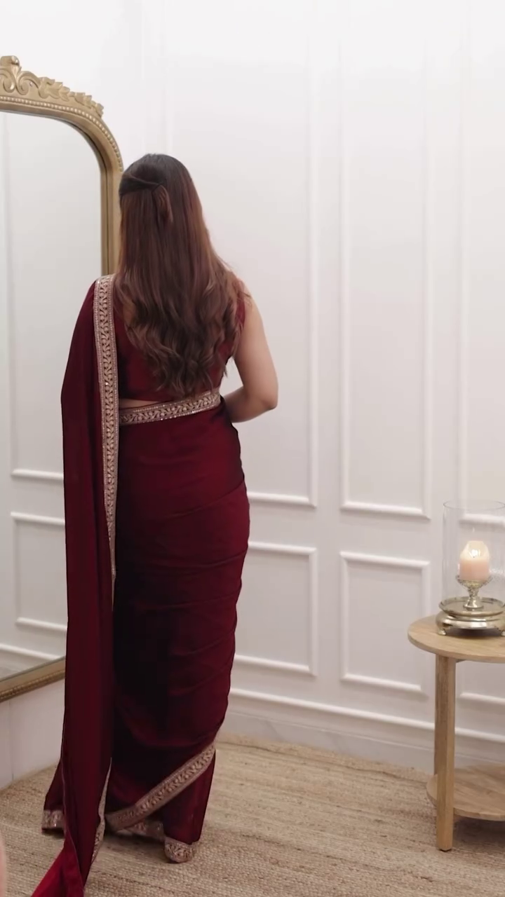 ✨ Regal Maroon Zari-Embroidered Saree – Royal Heritage Luxe Edition ✨