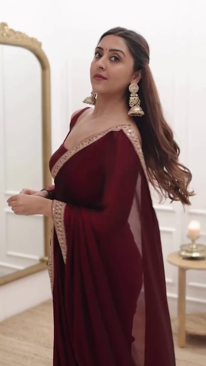 ✨ Regal Maroon Zari-Embroidered Saree – Royal Heritage Luxe Edition ✨