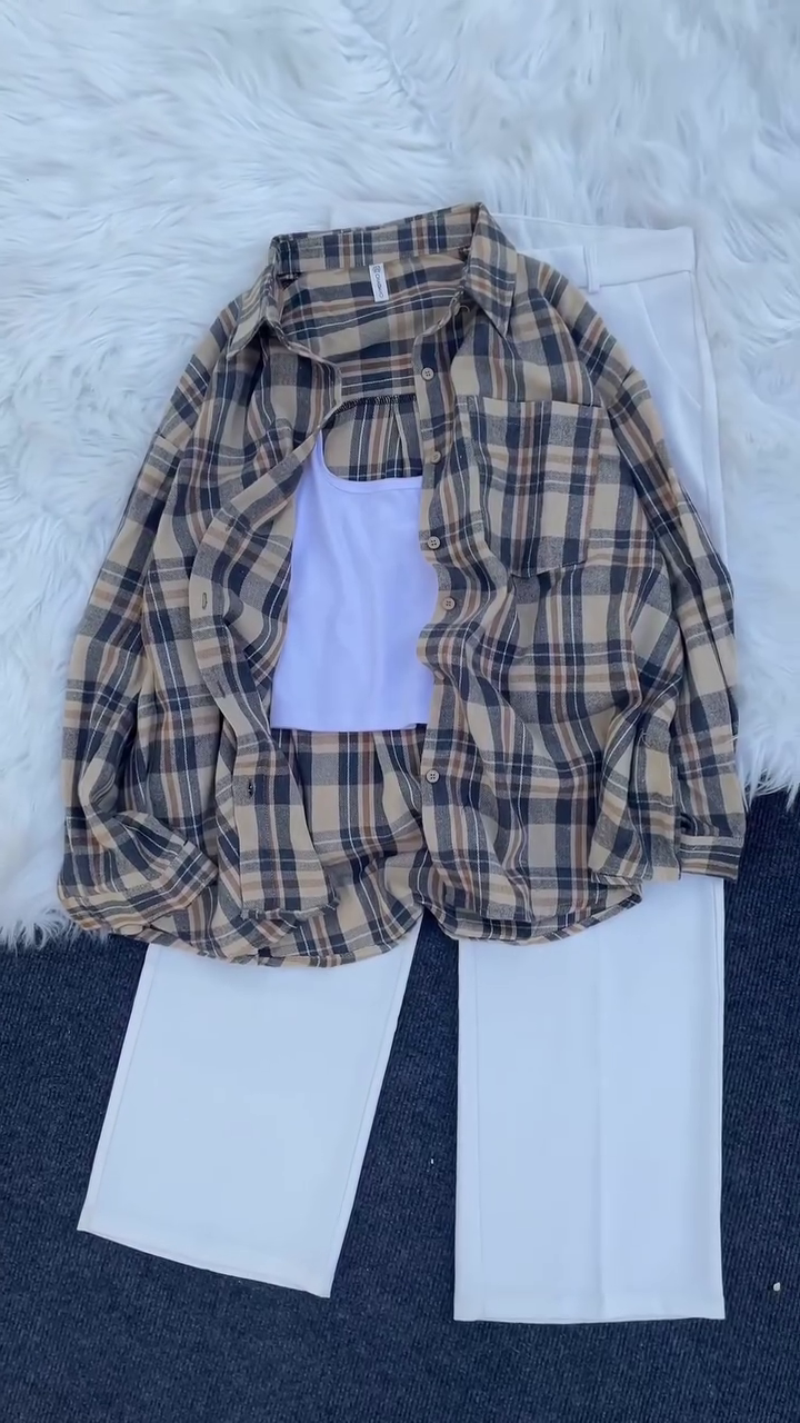 ✨ Urban Plaid Chic Shirt Set – Casual Trendy Streetwear Edition ✨ A stylish everyday outfit designed for comfort, versatility, and effortlessly cool fashion vibes. 🖤💚✨