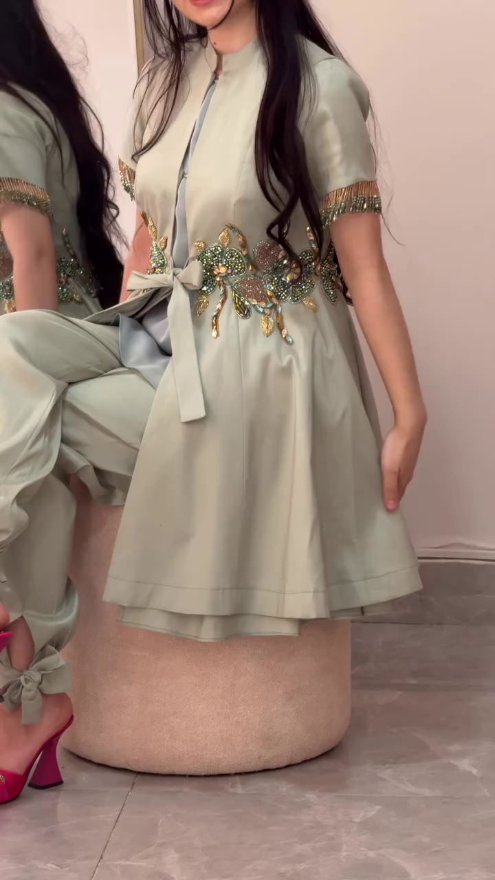 ✨ Mint Pearl Luxe Embroidered Co-ord Set – Premium Partywear Edition ✨ A modern, stylish, and gorgeously embellished outfit for women who want ethnic elegance with a contemporary twist. 💚✨🌟