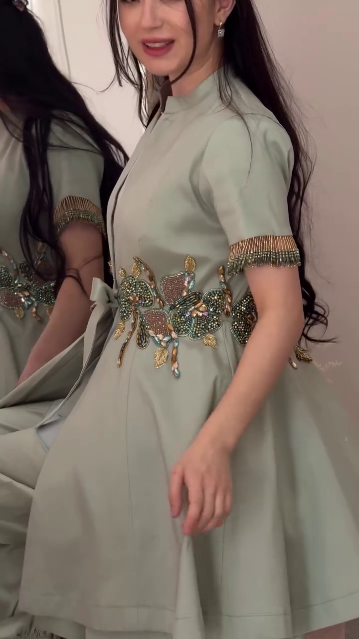 ✨ Mint Pearl Luxe Embroidered Co-ord Set – Premium Partywear Edition ✨ A modern, stylish, and gorgeously embellished outfit for women who want ethnic elegance with a contemporary twist. 💚✨🌟