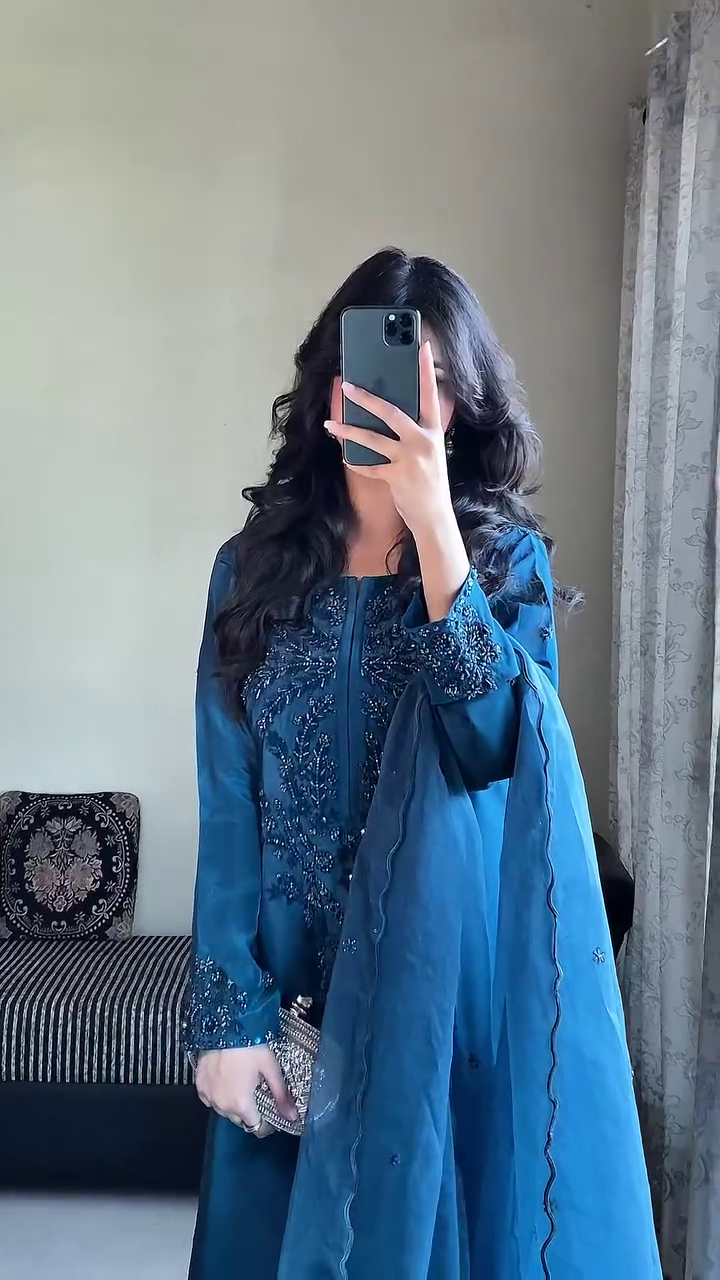 ✨ Midnight Teal Royal Hand-Embroidered Suit Set – Premium Festive Elegance Edition ✨ A classy, luxurious, and deeply elegant outfit designed for women who adore timeless beauty with a modern touch. 💙🌙✨