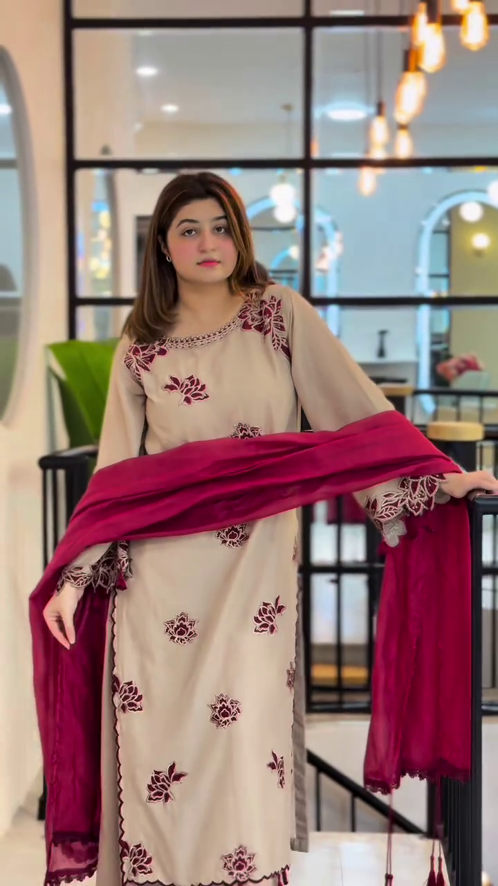 ✨“Royal Blossom Embroidered Suit Set – Premium Elegance Edit”✨