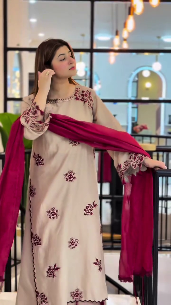 ✨“Royal Blossom Embroidered Suit Set – Premium Elegance Edit”✨
