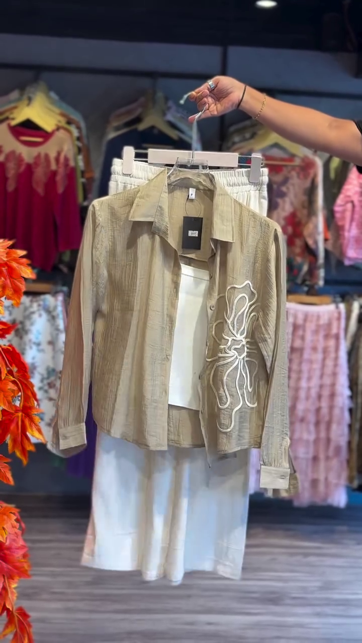 ✨ Elegant Beige Floral Embroidered Co-ord Set – Chic Comfort for Modern Women ✨