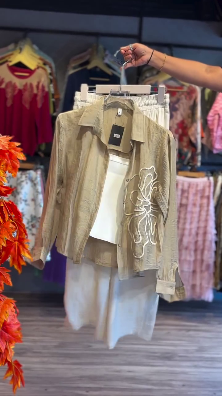 ✨ Elegant Beige Floral Embroidered Co-ord Set – Chic Comfort for Modern Women ✨