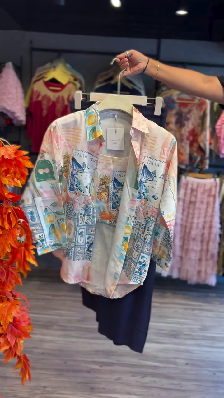 ✨ Tropical Postcard Printed Co-ord Set – Vacation Vibes Meets Everyday Comfort ✨