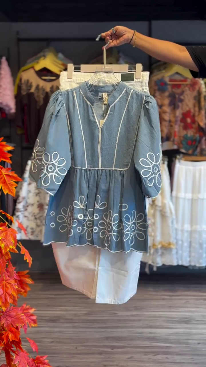 🌸 Elegant Floral Embroidered Peplum Co-ord Set – Grace Meets Everyday Comfort 🌸  A timeless blend of charm, elegance, and effortless style! ✨