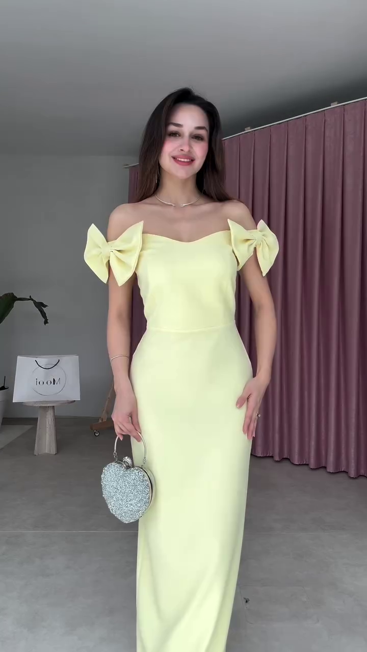 🍋✨ “Buttercup Bow Elegance Gown – The Dreamy Off-Shoulder Statement Dress” ✨🍋  Available in multiple colours, designs & sizes from XXS to XXL
