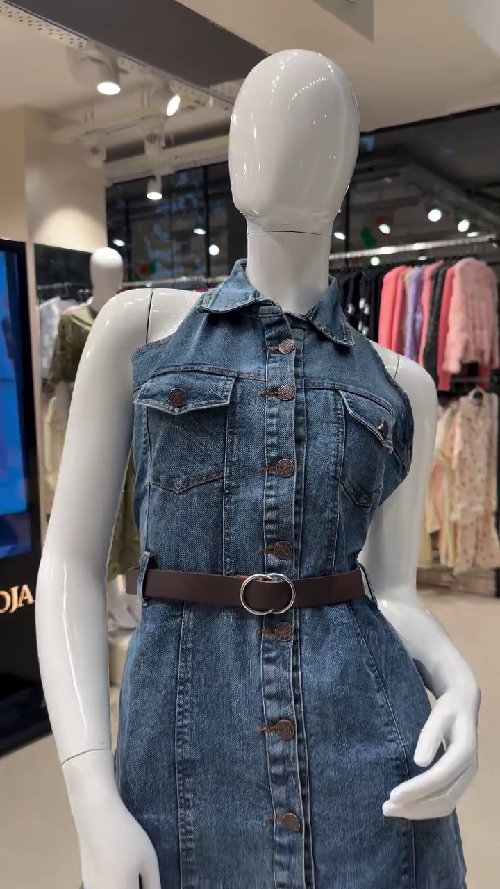 💙 Denim Grace Belted Midi Dress – Timeless Chic Collection ✨👗