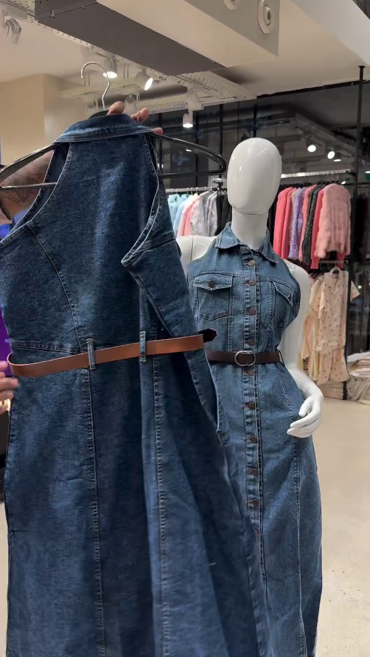 💙 Denim Grace Belted Midi Dress – Timeless Chic Collection ✨👗