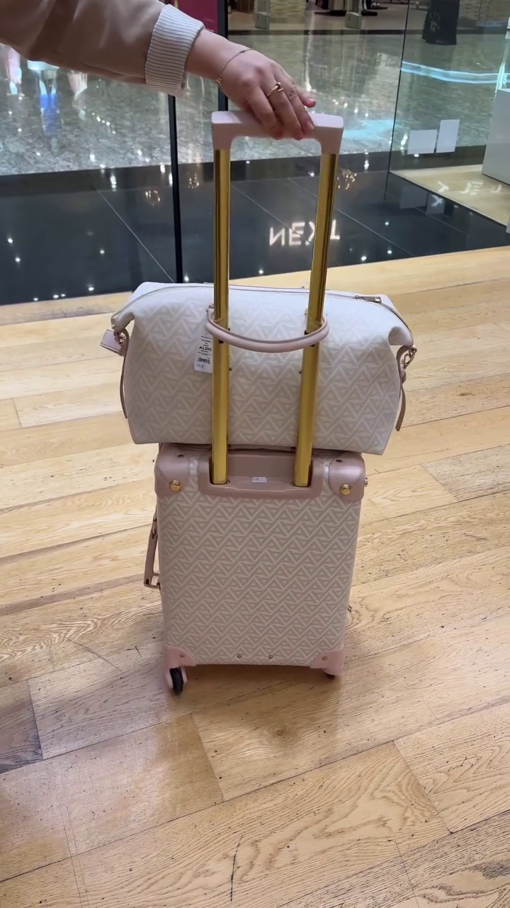 ✈️ Blush Voyage Luxe Trolley & Duffle Set – Travel in Style 💕