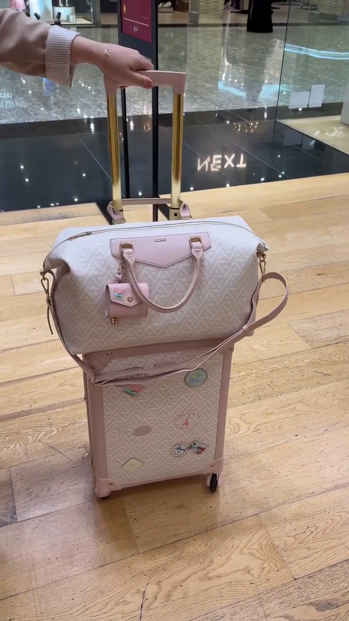 ✈️ Blush Voyage Luxe Trolley & Duffle Set – Travel in Style 💕