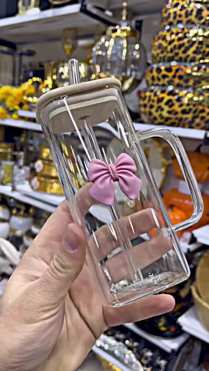 🎀 Bow Bliss Double-Wall Glass Tumbler – Cute & Classy Hydration Cup 💙