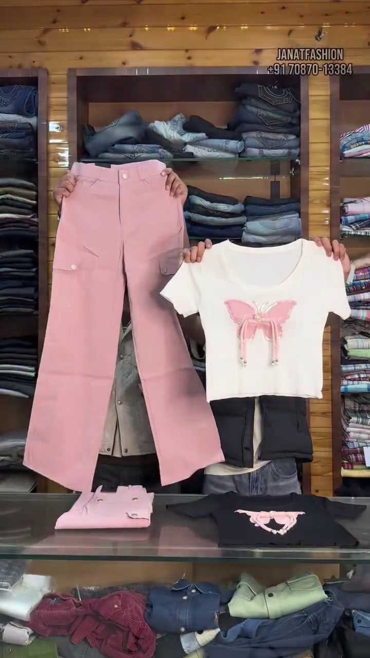 🦋 Blush Butterfly Cargo Co-Ord Set – Trendy Street Style Statement 💕