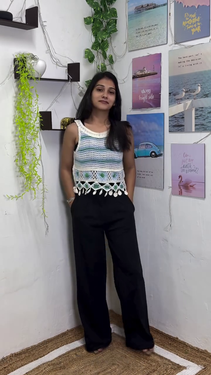 🤍 Boho Breeze Crochet Top & Wide-Leg Pants Set – Summer Chic Co-Ord | XXS–XXL | Multi-Color Designs 🌿✨
