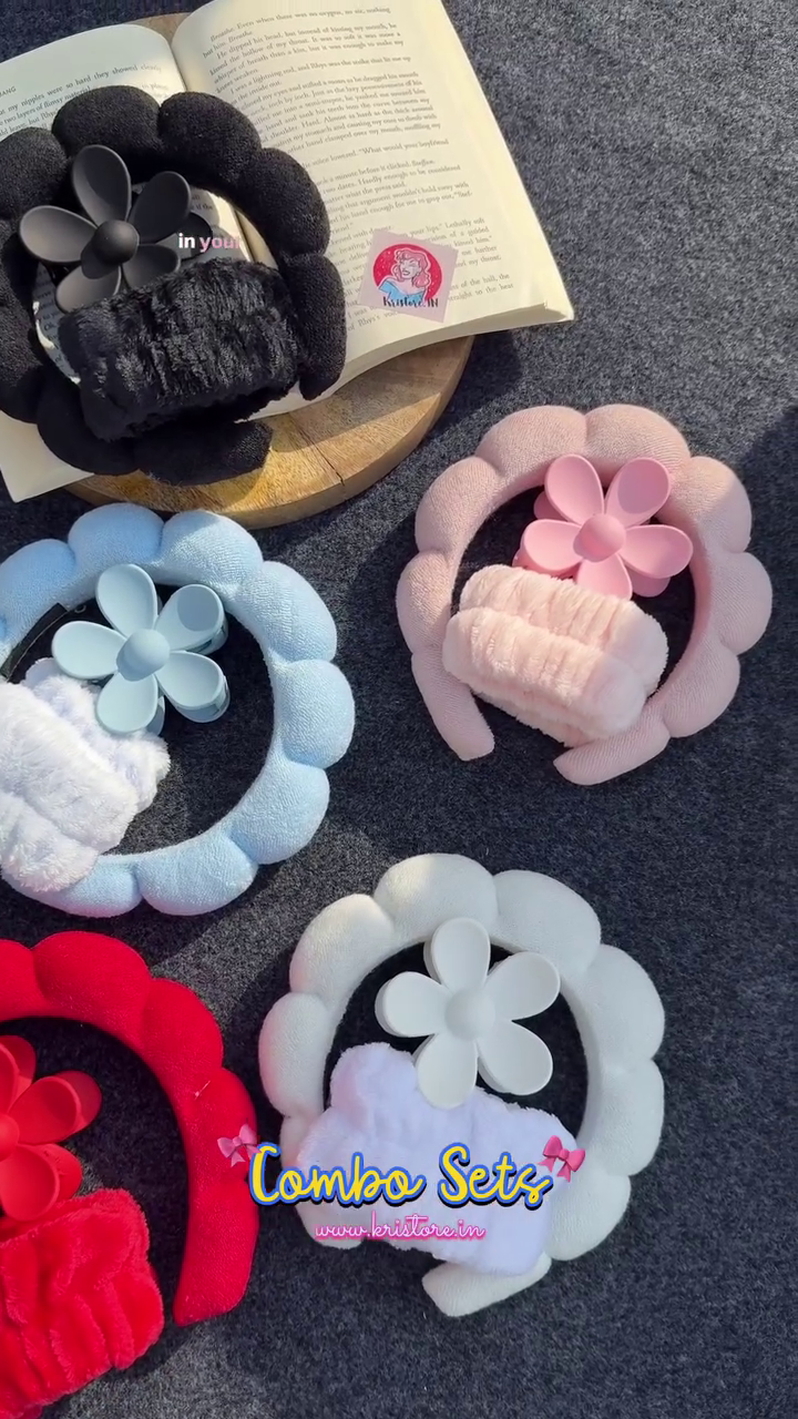 🌸 Cozy Bloom Winter Headband & Ear Warmer Combo Set – Soft Padded Floral Style | XXS–XXL | Multi-Color & Designs ❄️🎀