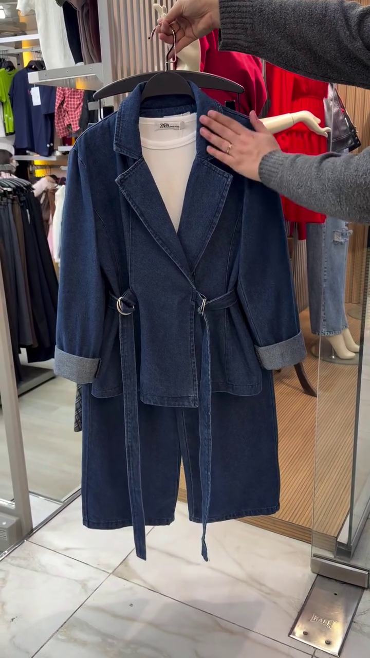 💙 Urban Edge Denim Blazer & Wide-Leg Co-Ord Set – Belted Chic Statement | XXS–XXL ✨