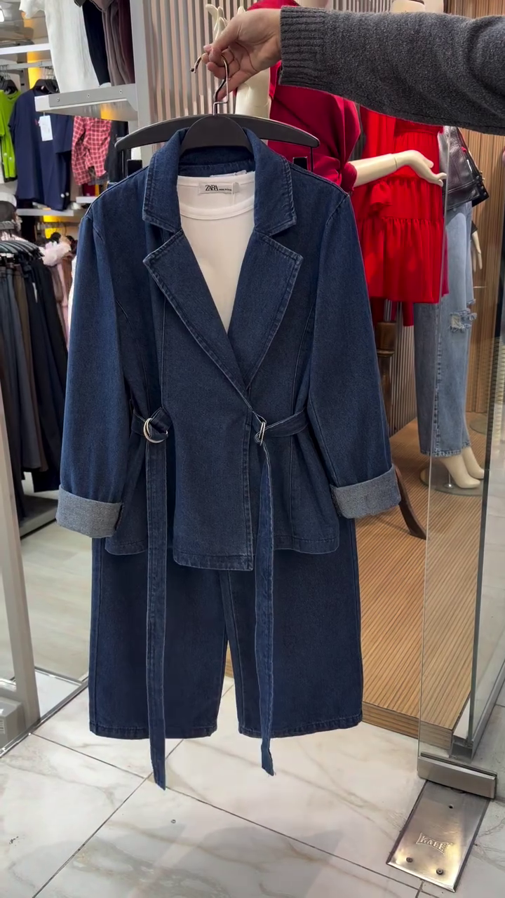 💙 Urban Edge Denim Blazer & Wide-Leg Co-Ord Set – Belted Chic Statement | XXS–XXL ✨