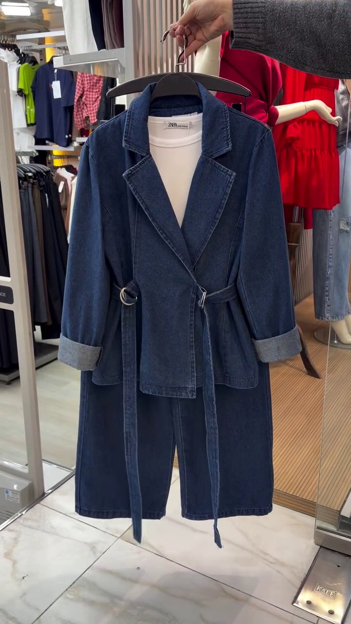 💙 Urban Edge Denim Blazer & Wide-Leg Co-Ord Set – Belted Chic Statement | XXS–XXL ✨
