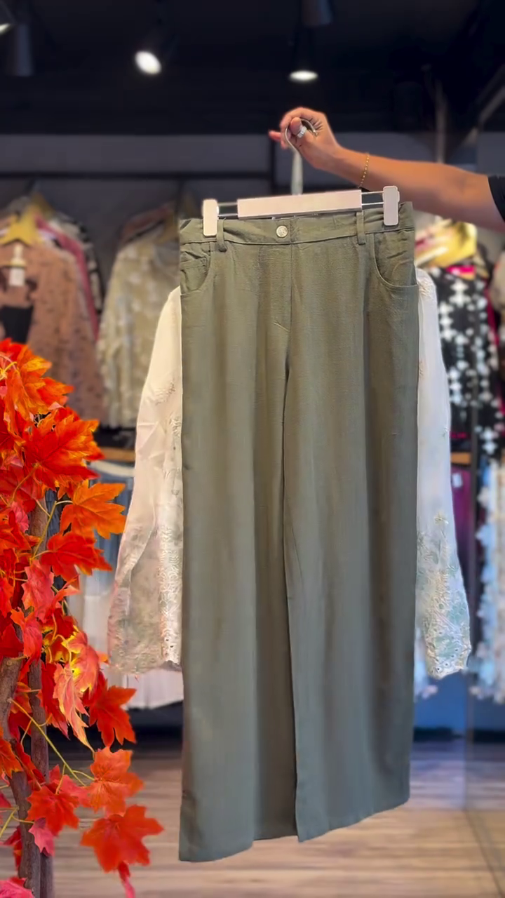 🌿 Sage Blossom Embroidered Shirt & Olive Co-Ord Set – Elegant Nature-Inspired Chic | XXS–XXL ✨
