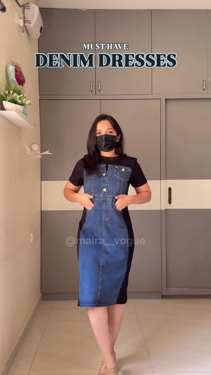 👗💙 Urban Chic Two-Tone Denim Midi Dress – Must-Have Everyday Statement | XXS–XXL