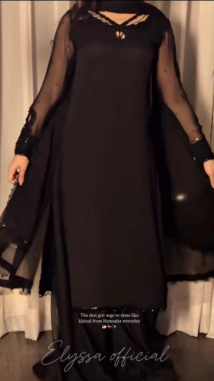 🖤 Midnight Elegance Embroidered Abaya Set – Luxury Modest Evening Outfit ✨👑