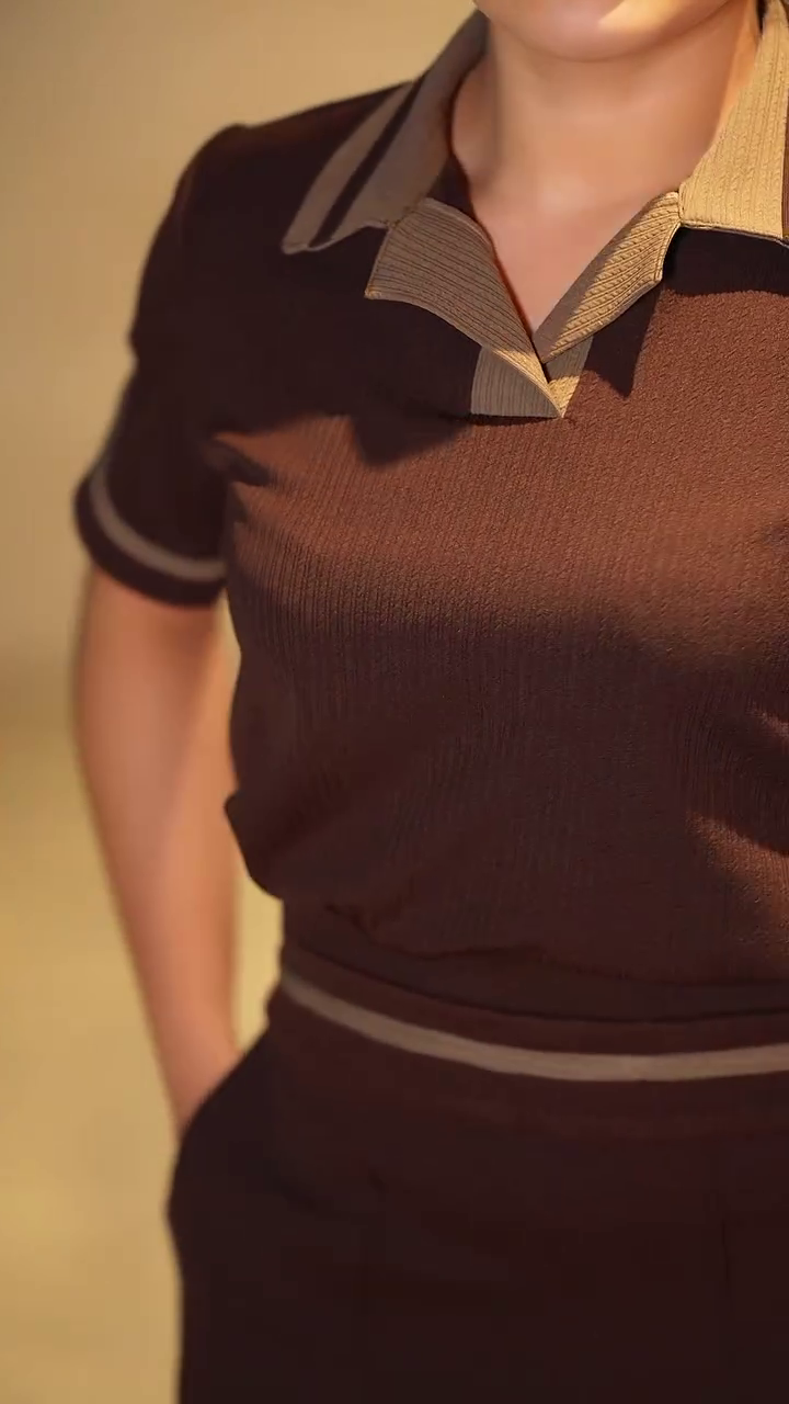 🤎 Mocha Luxe Polo Co-Ord Set – Elegant Casual Comfort Collection