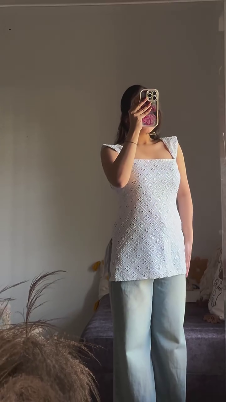 Ivory Breeze Summer Top 🤍🌿 | Minimal Eyelet Sleeveless Chic Essential