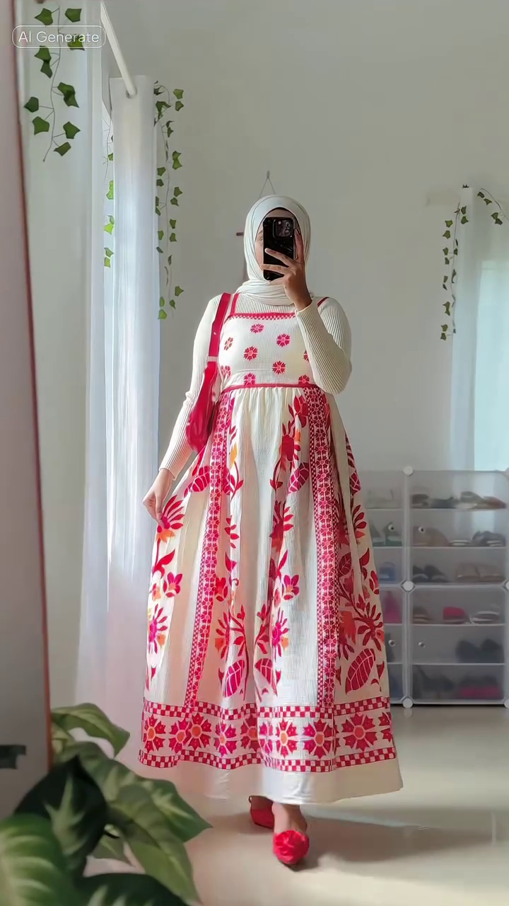 Floral Grace Modest Maxi Dress 🌿✨ | Elegant Layered Ethnic Dress (XXS–XXL, Multiple Colors & Designs)