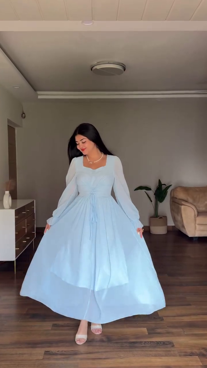 Sky Grace Flowing Maxi Dress ✨ | Elegant Long Sleeve A-Line Dress (XXS–XXL, Multiple Colors & Designs)