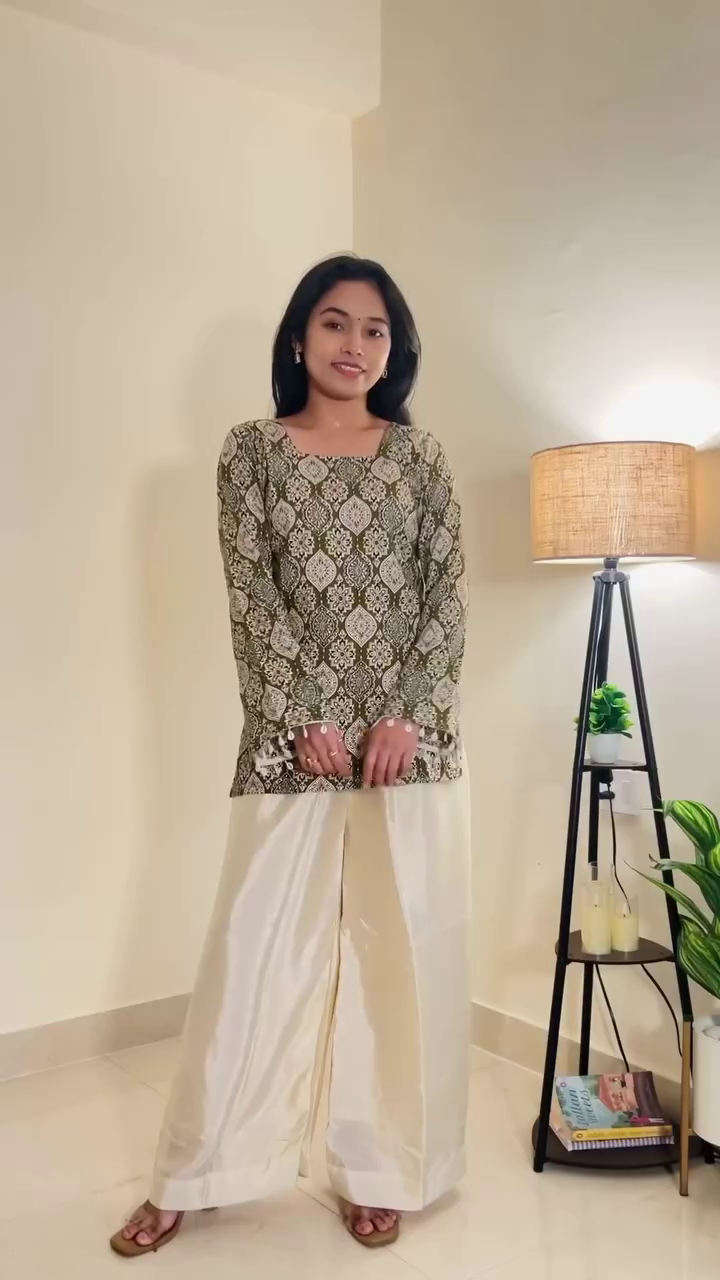 Midnight Charm Printed Kurti Set ✨ |  Bell Sleeve Kurti with Flowy Pants (XXS–XXL, Multi-Design Collection)