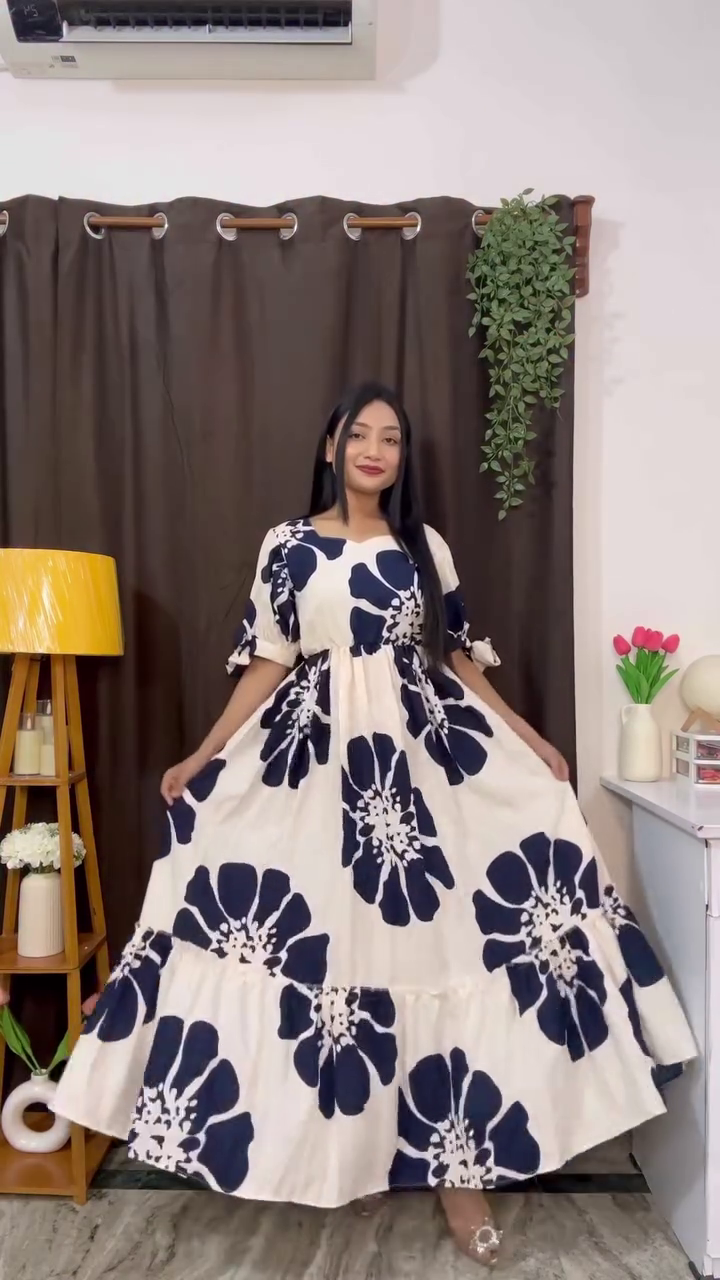 Midnight Bloom Maxi Dress ✨ | Ivory & Navy Floral Flow Dress (XXS–XXL, Multi-Design Collection)