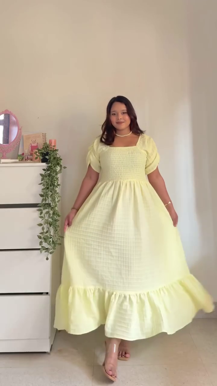 Sunlit Grace Smocked Maxi Dress ✨ | Pastel Yellow Flowy Dress with Puff Sleeves (XXS–XXL, Multi-Design Collection)