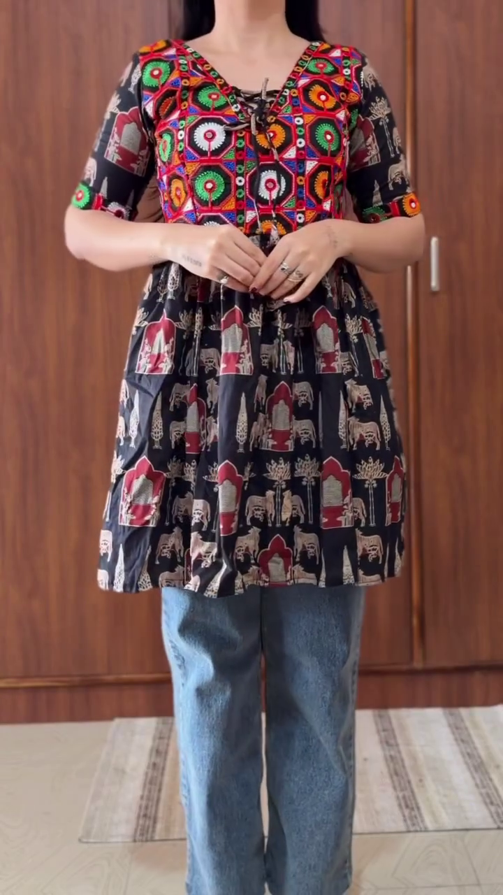 Boho Carnival Printed Peplum Top ✨ | Multicolor Ethnic Print Top (XXS–XXL, Multi-Design Collection)