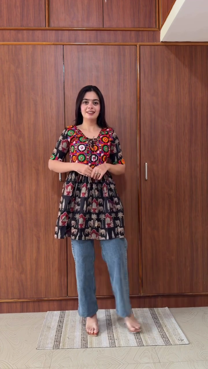 Boho Carnival Printed Peplum Top ✨ | Multicolor Ethnic Print Top (XXS–XXL, Multi-Design Collection)