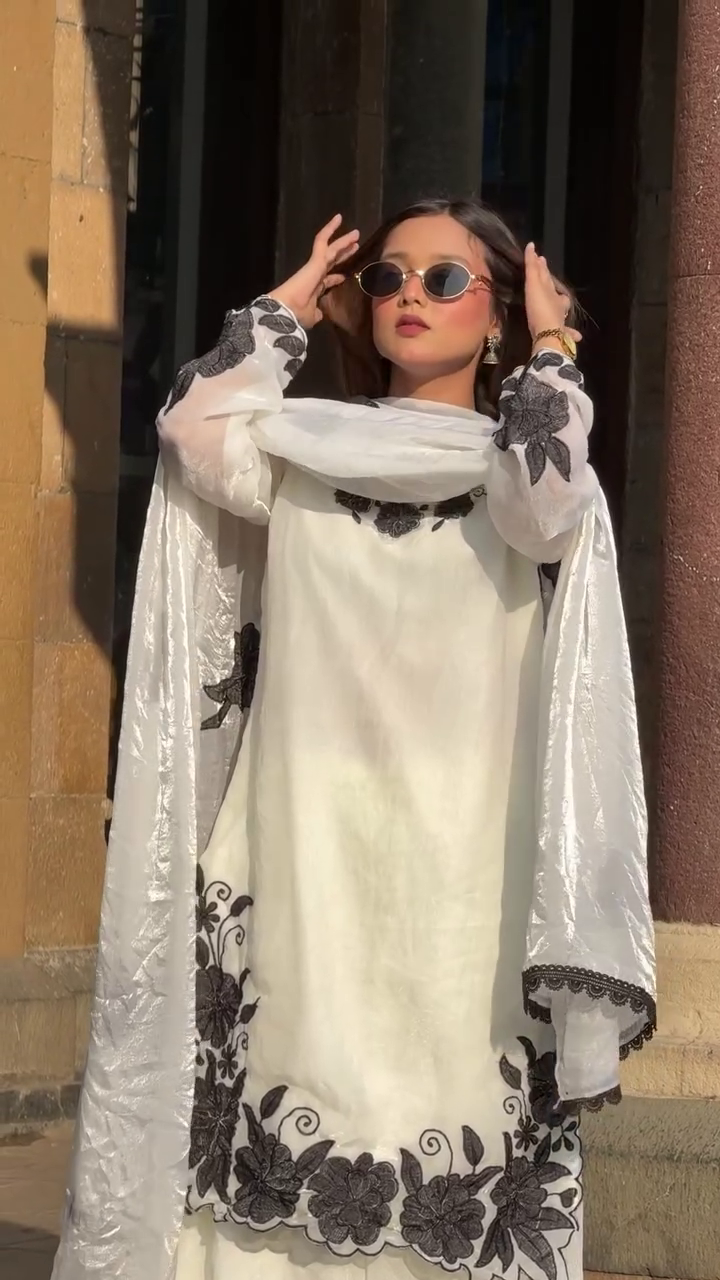 Noor Noir Embroidered Ethnic Suit Set ✨ | Elegant White Kurta Dupatta Set (XXS–XXL, Multi-Color & Designs Available)