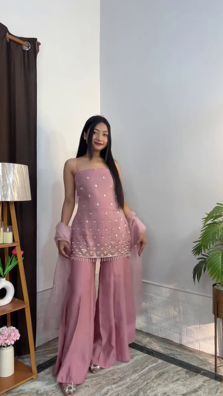 💖 Blush Glam Mirror Work Kurta Set – Festive Luxe Edition 💖