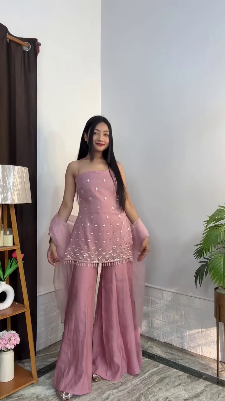 💖 Blush Glam Mirror Work Kurta Set – Festive Luxe Edition 💖