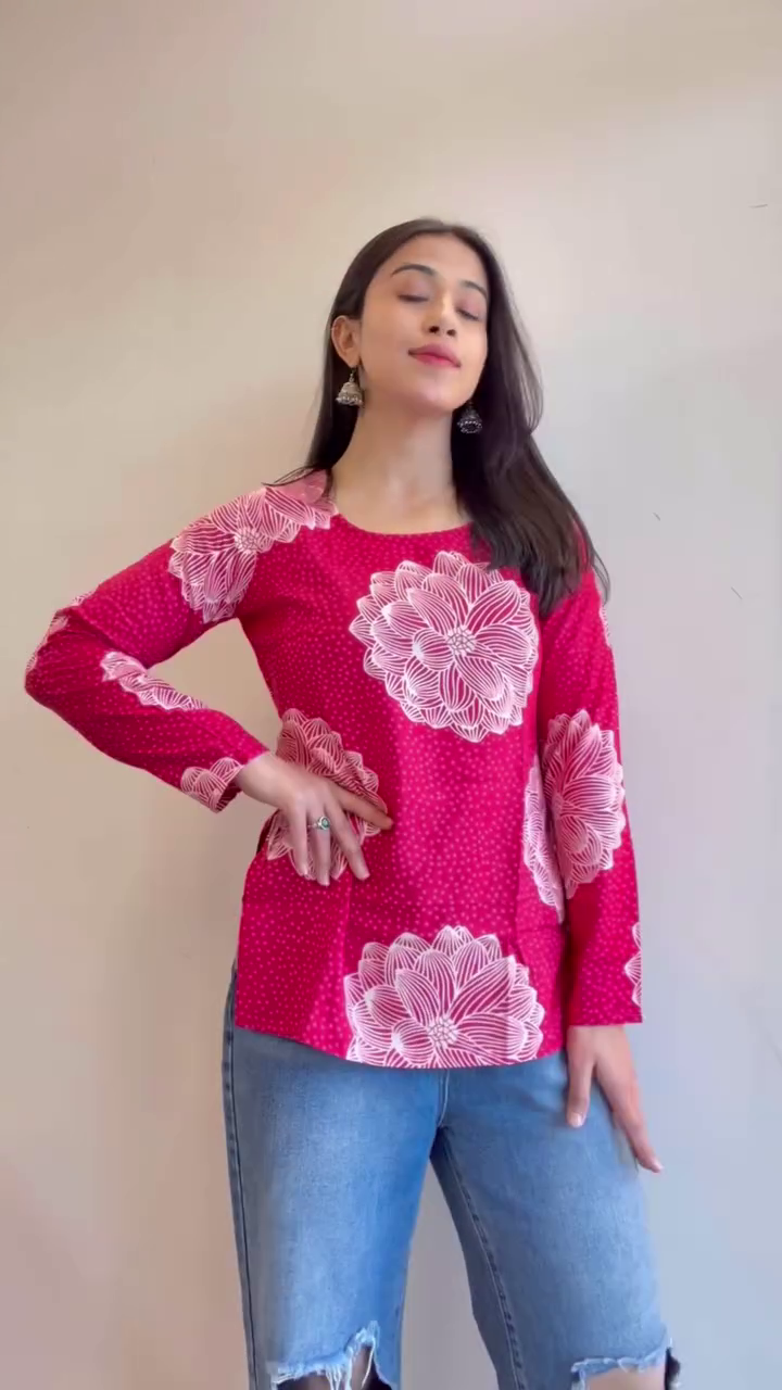 🖤 Rustic Charm Printed Kurta Top – Indo-Fusion Style Edit ❤️
