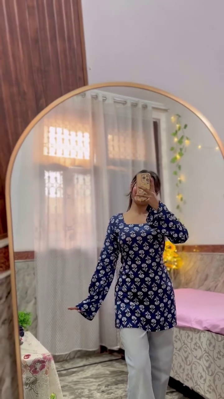 🌸 Rosy Bloom Fitted Kurta Top – Soft Feminine Edit 🌸