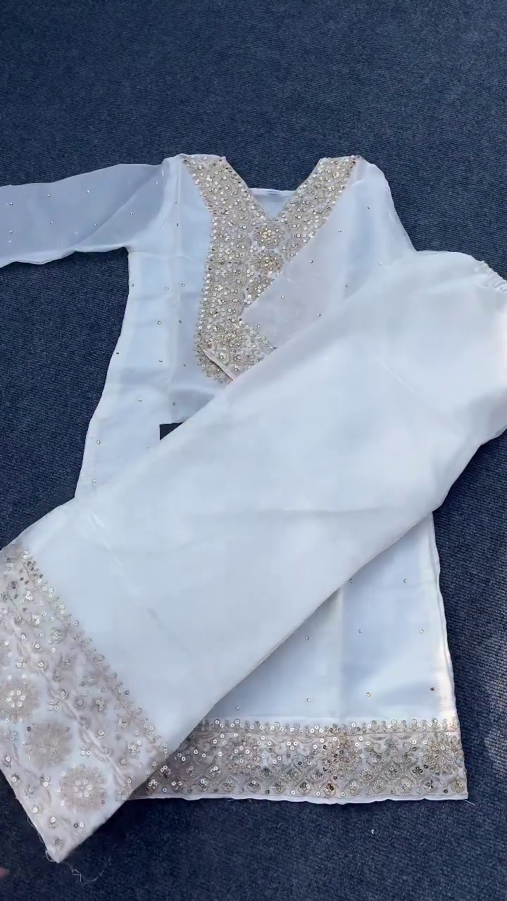 ✨ Pearl Glow Organza Embroidered Dupatta – Luxe Ethnic Essential ✨