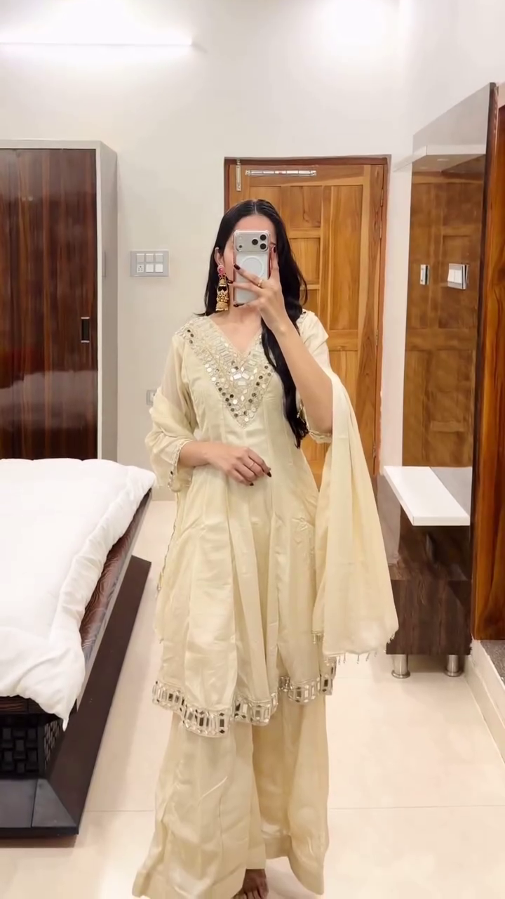 ❤️ Royal Ruby Embroidered Halter Kurta Set – Festive Statement Collection ❤️