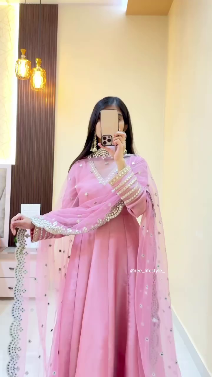 🌸 Blush Royale Embellished Anarkali Set – Elegant Festive Luxe 🌸