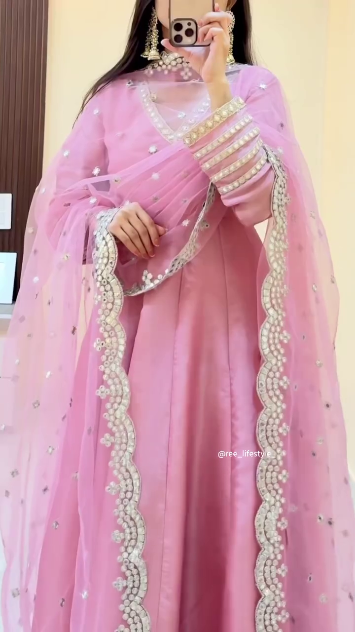🌸 Blush Royale Embellished Anarkali Set – Elegant Festive Luxe 🌸