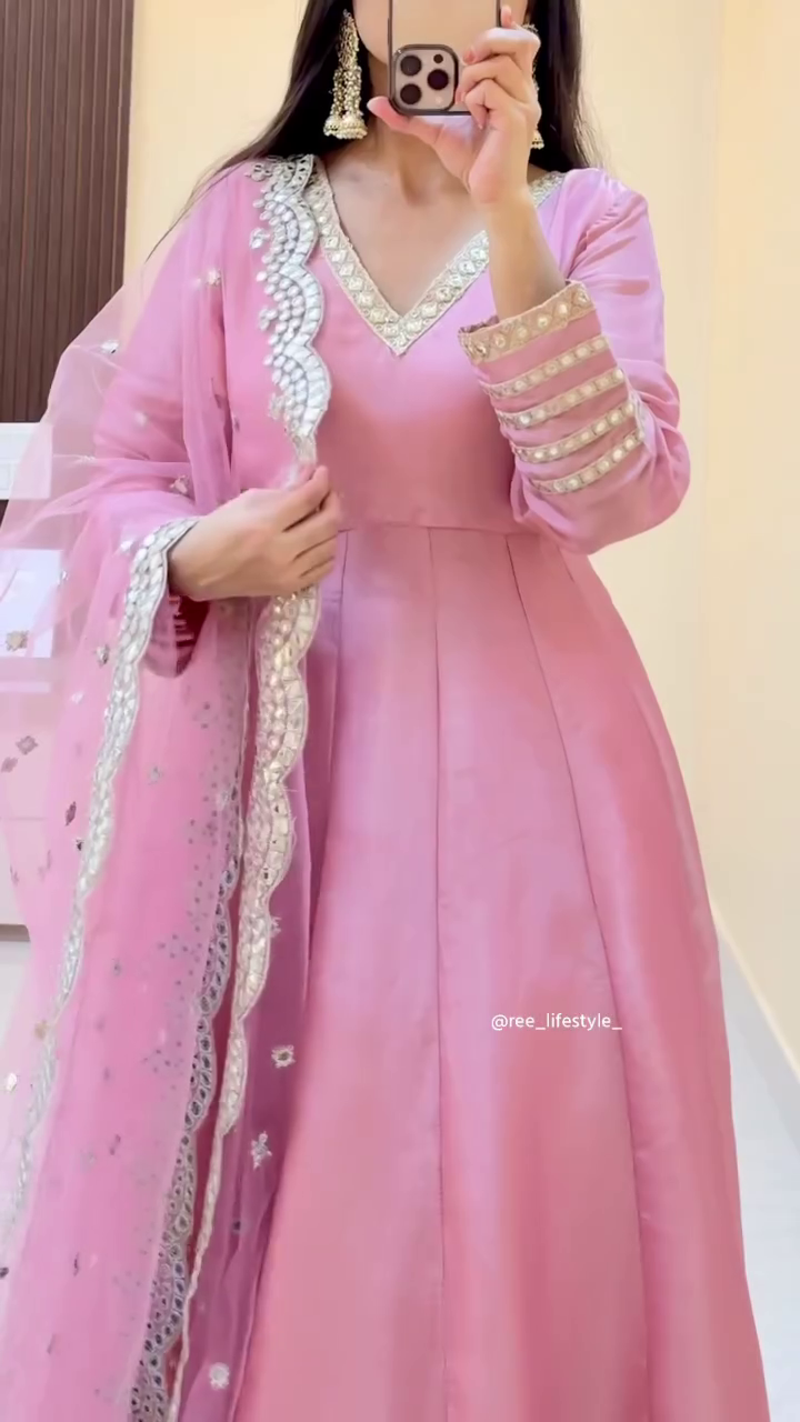 🌸 Blush Royale Embellished Anarkali Set – Elegant Festive Luxe 🌸