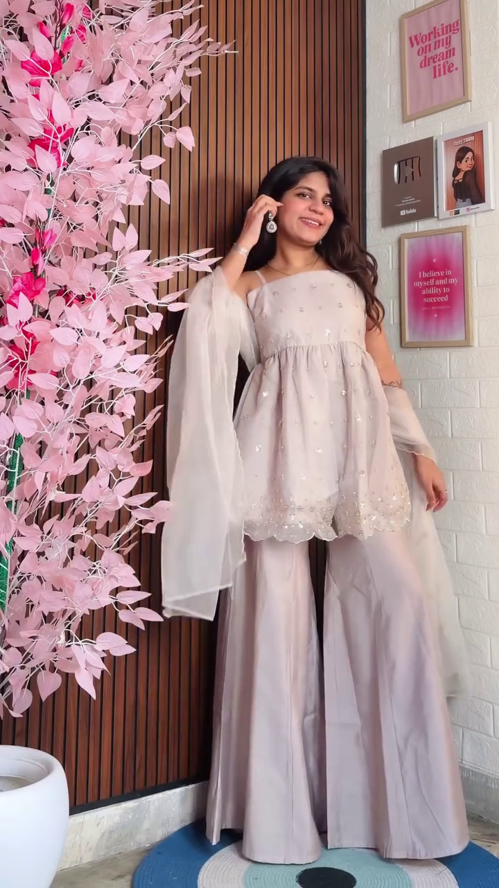 Moonlight Grace Embellished Co-Ord Set 🤍✨ | Elegant Festive Kurta Palazzo Set