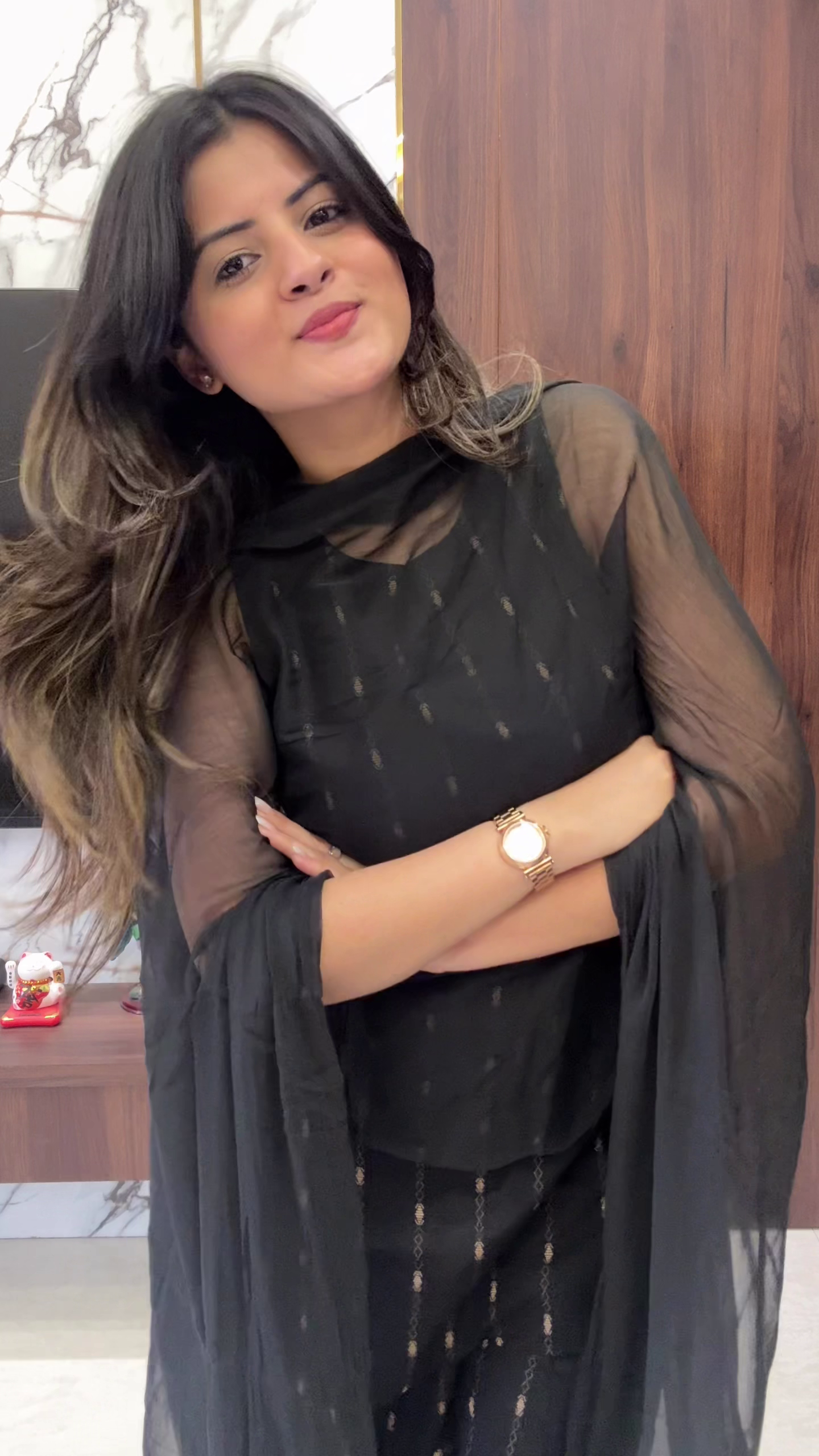 Midnight Elegance Coord Set 🖤✨ | Striped Chic Kurta & Palazzo Set with Dupatta