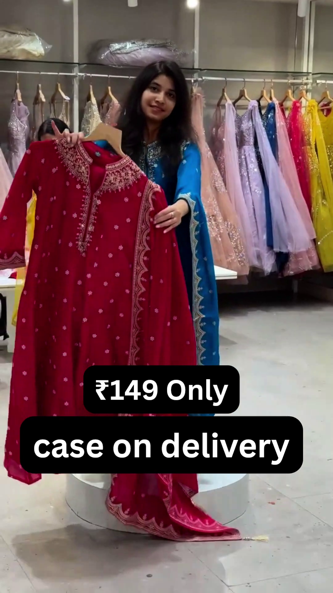 “Royal Azure Embroidered Anarkali Suit Set 💙✨ | Graceful Kurta, Pants & Dupatta Ensemble”