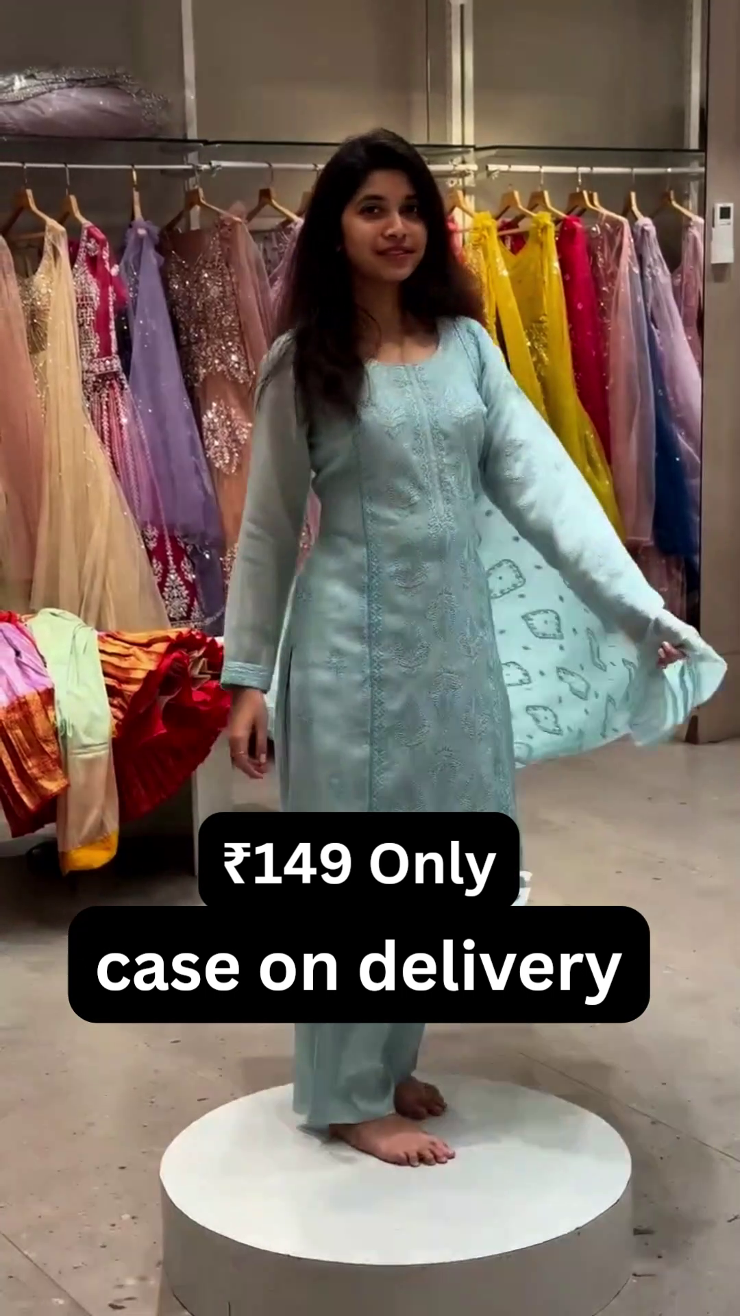 “Mint Breeze Embroidered Suit Set 🌿💙 | Elegant Kurta, Palazzo & Dupatta Ensemble”